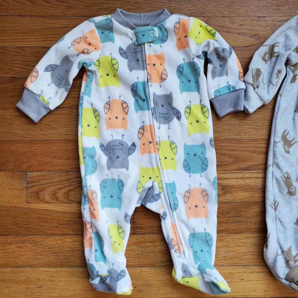 Simple Joys By Carters Fleece Zippered Footed‎ Pjs Size 0-3 Months Bundle